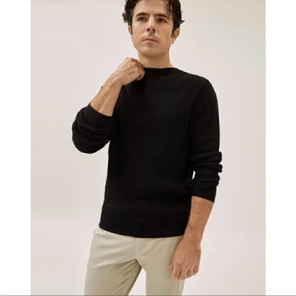NWT Everlane Organic Cotton The Waffle Long Sleeve Crew Tee in Black Size XXL - Picture 1 of 10